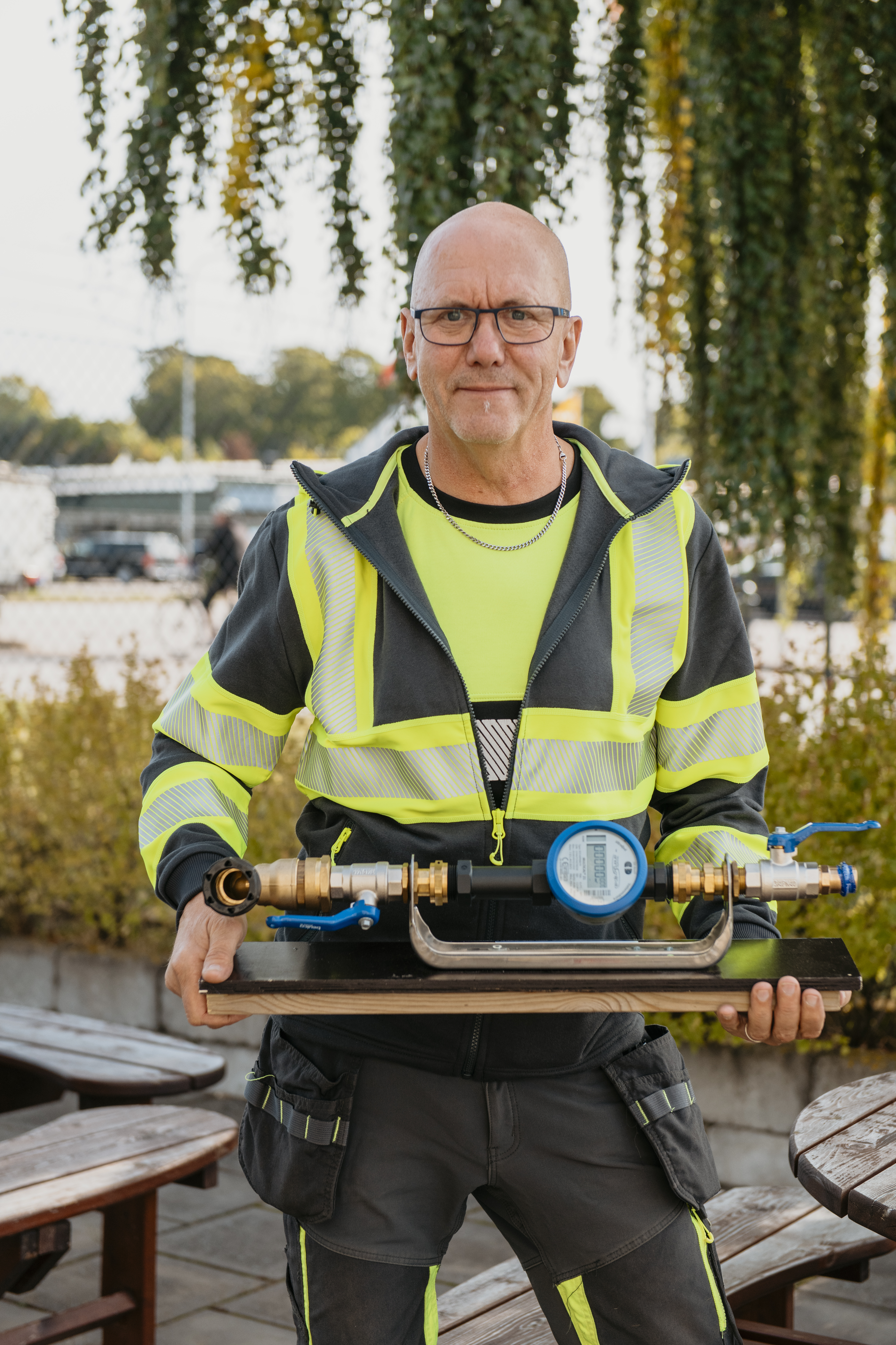 VA-tekniker med vattenmätare